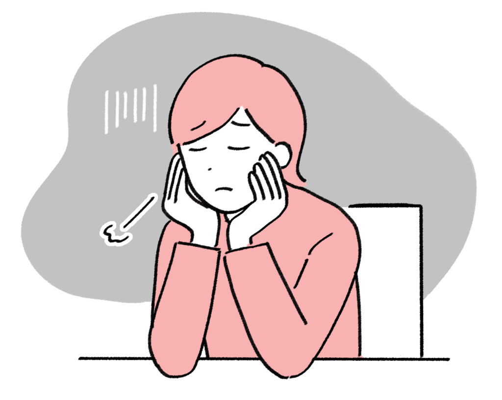 ため息をつく女性のイラスト