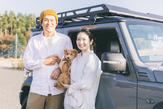 自分たちの車に乗る家族