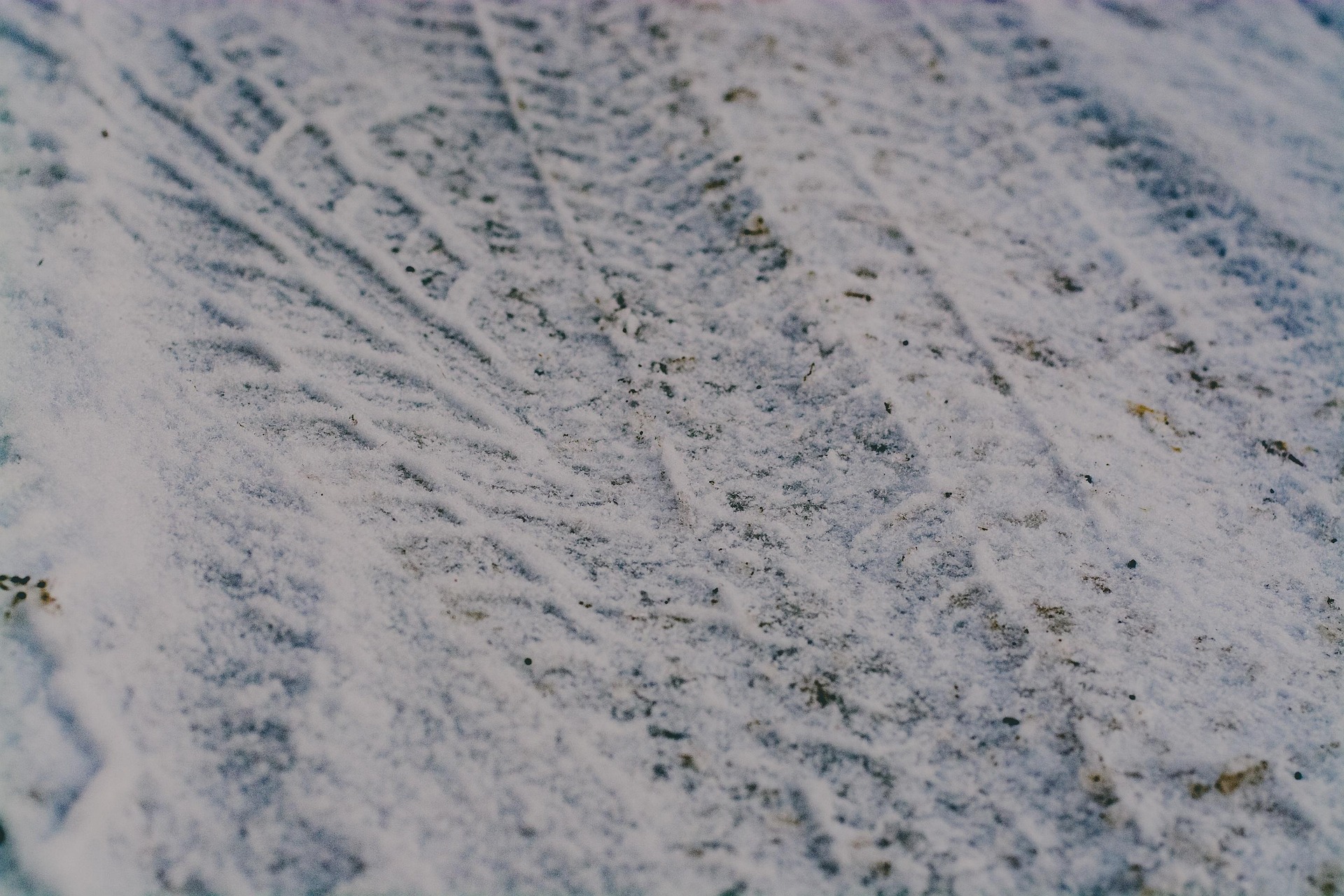 雪の上に残るタイヤの跡